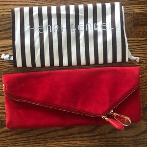 Henri Bendel Red zip clutch